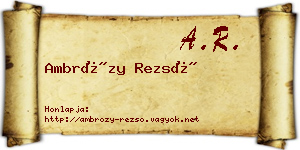 Ambrózy Rezső névjegykártya